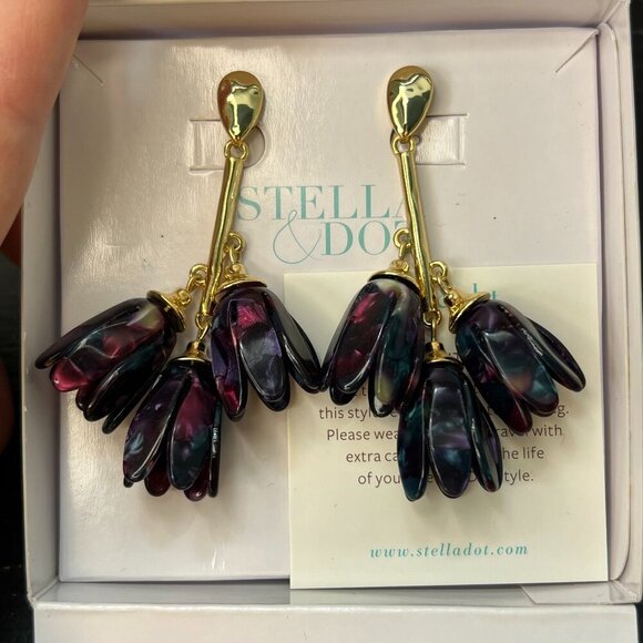 Stella & Dot Annebelle Glass Earrings Retro Women Party Vacation Jewelry Dangle - Picture 1 of 9